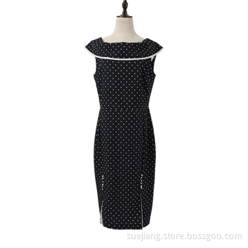 dot satin ladies formal office elegant dresses